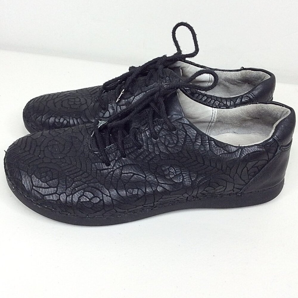 Alegria Essence Floral Leather Comfort Walking Shoes Size 39 / 9 Black Nursing